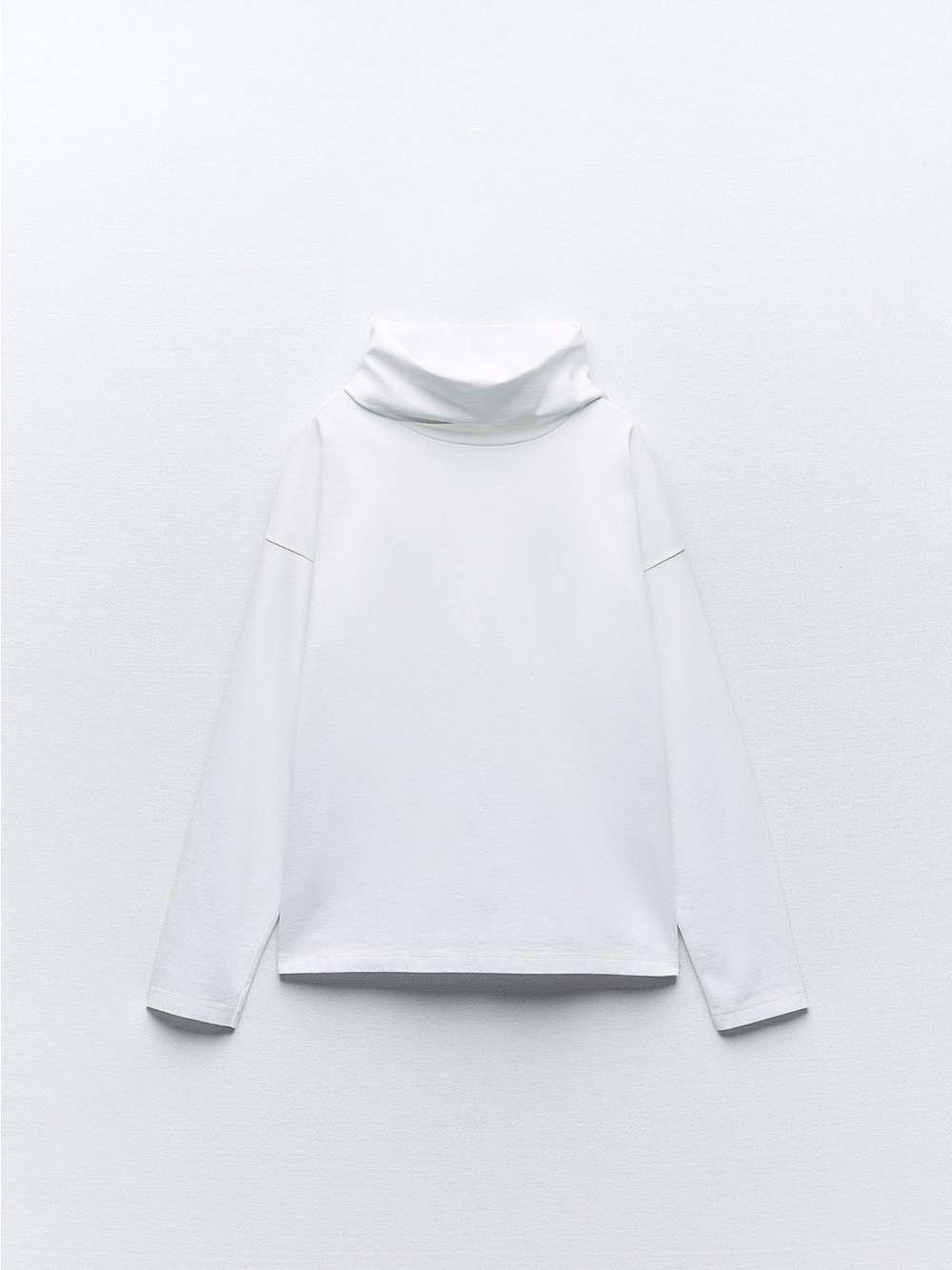 Zara White Long Sleeve Funnel Heavyweight Tee